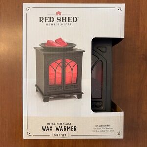 New In Box Red Shed Metal Fireplace Electric Wax Warmer With Wax Melt